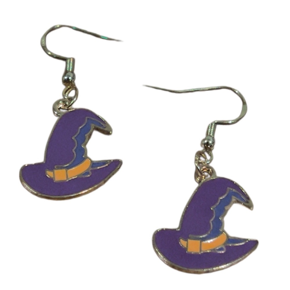 🔴Handmade Purple Witch Hat Earrings